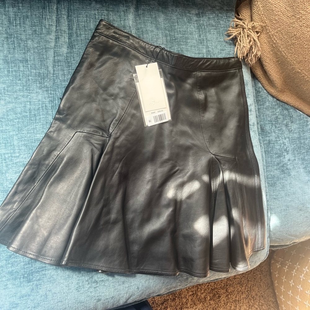 7 For All Mankind Black Leather Mini Skirt